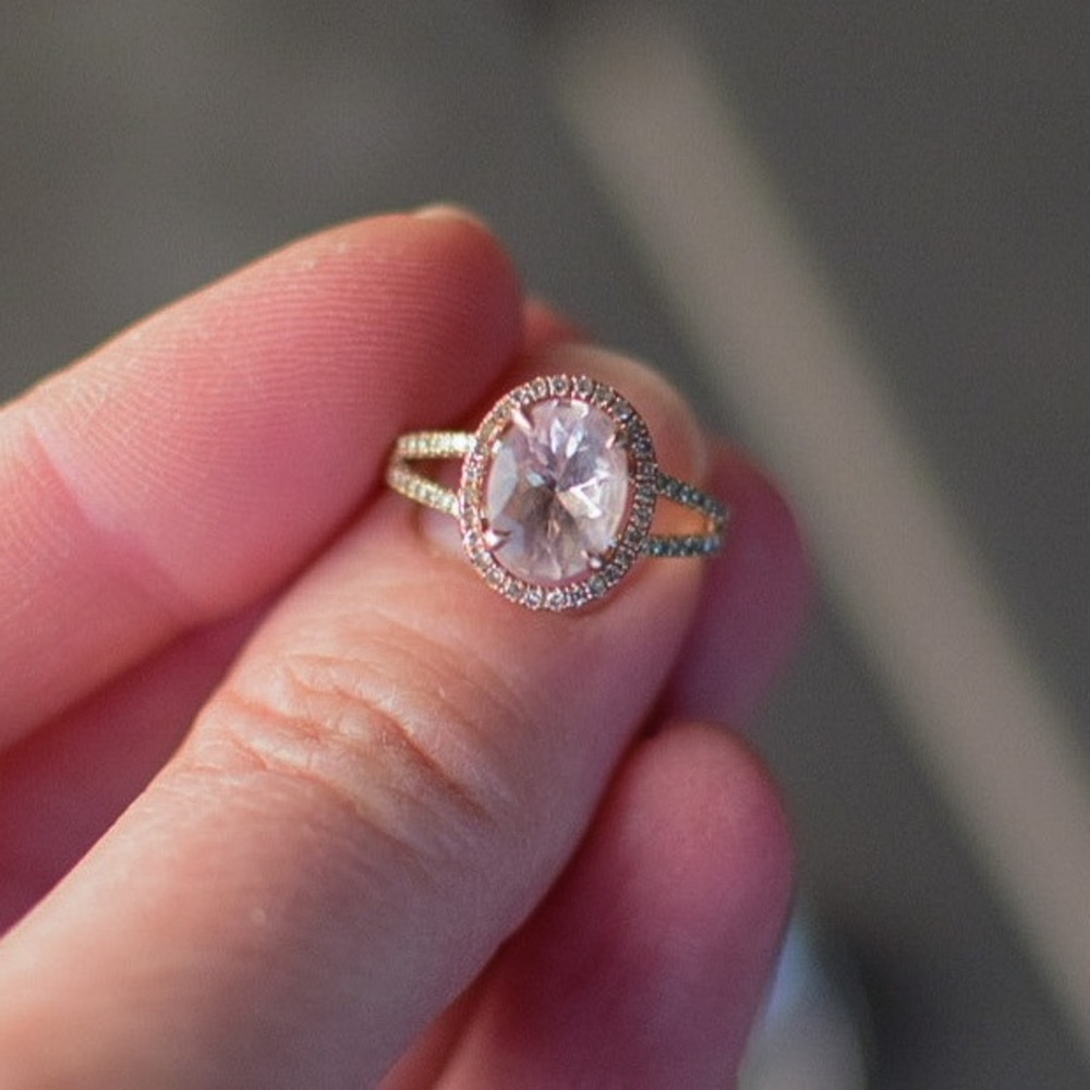 SOLD Morganite and solid rose gold ring size 5
